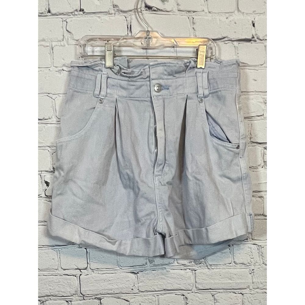 We The Free Light Blue High-Waisted Pleated Denim Shorts Small
